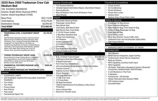 2025 RAM 2500 Tradesman Crew Cab 4x4 6'4" Box