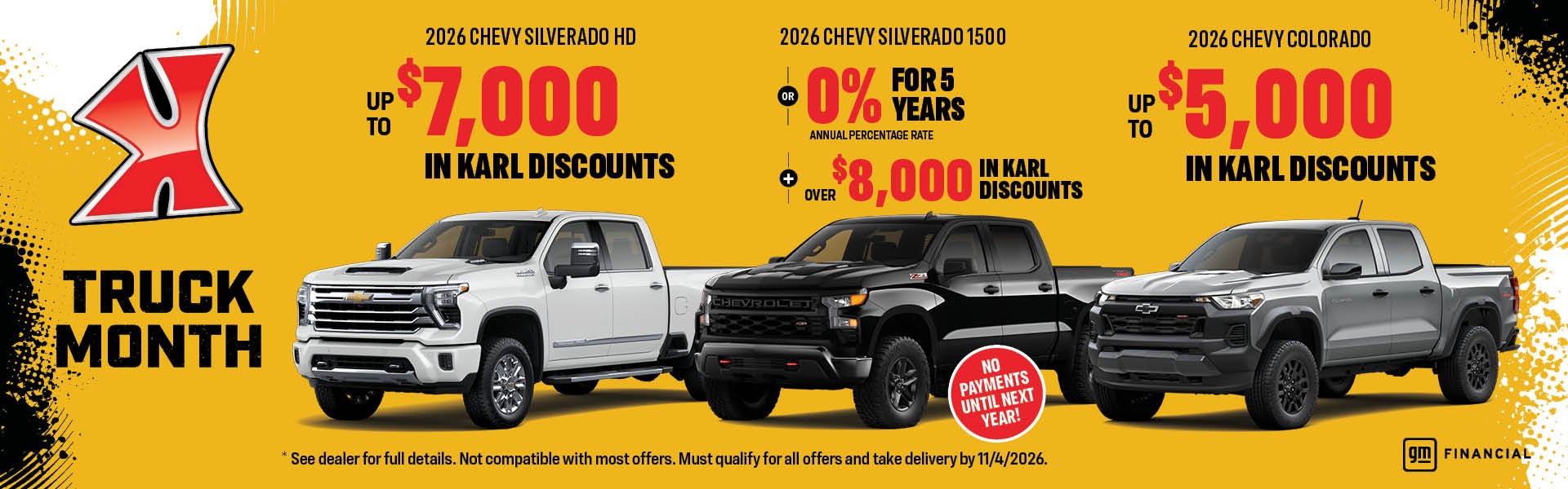 Get up to $8000 off select Chevy Trucks at Karl Chevrolet of Webster City