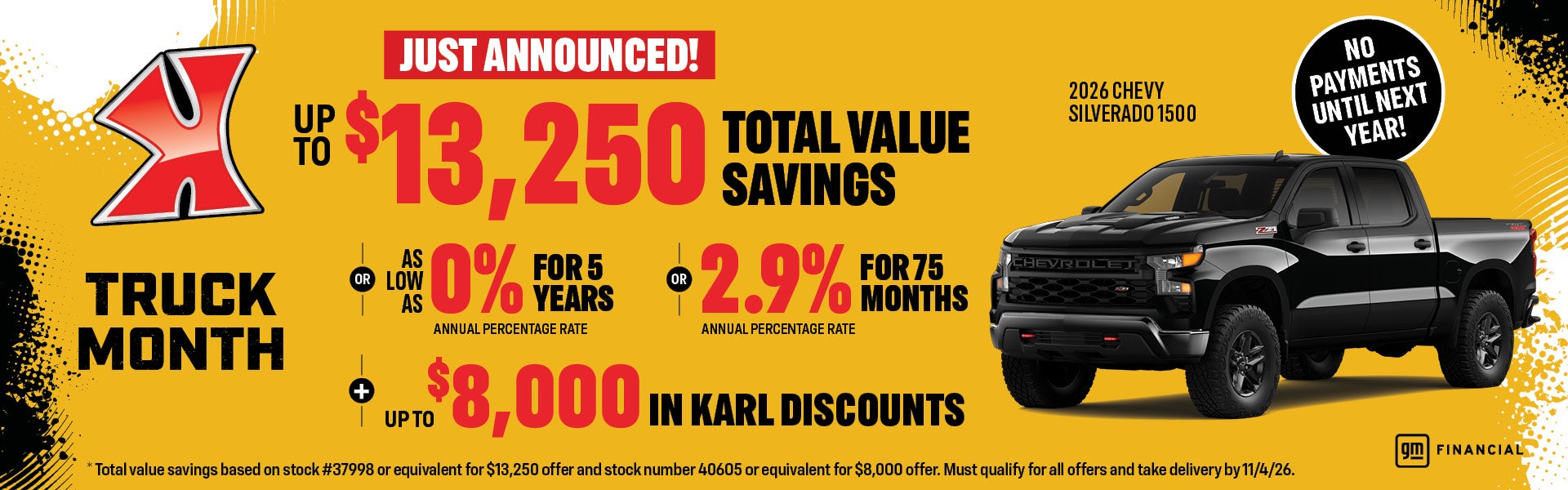 Get up to $13,250 off Silverado 1500 at Karl Chevrolet of Webster City