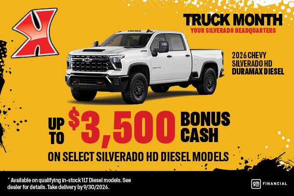 Get up to $2500 bonus cash on select Silverado 2500 at #NAME